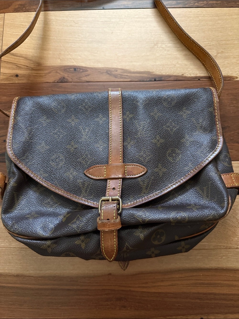 Louis Vuitton Brown Monogram Crossbody Satchel with Tan Strap - Picture 2 of 16